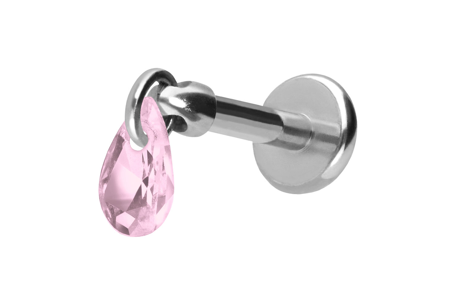 Titan Labret Piercing mit Push Fit KRISTALLTROPFEN